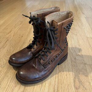 Bed Stu Cobbler Series Studded Distressed Leather Lace Up Boots Women's Size 6